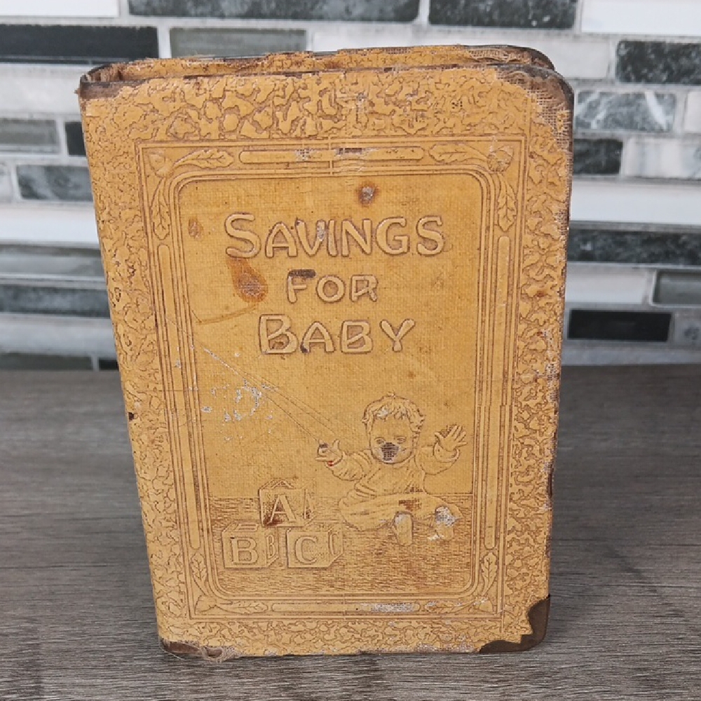 Antique Savings For Baby Book Bank Zell Products Decor Metal Penny Bank